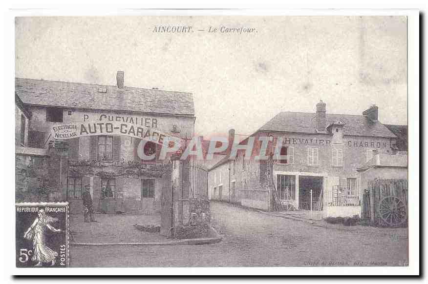 Aincourt CPA Le carrefour (auto garage) (reproduction)