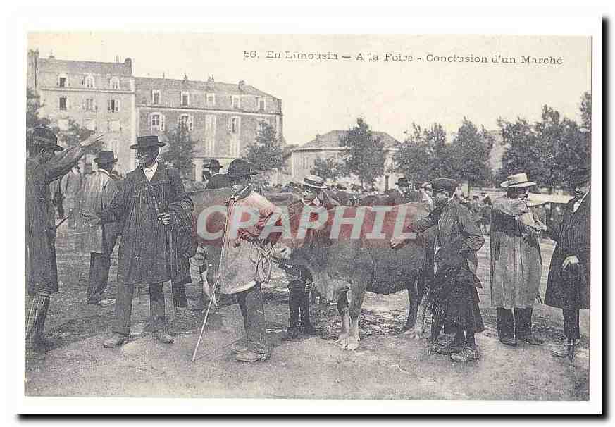 En Limousin CPA A la foire Conclusion d'un marche (reproduction)