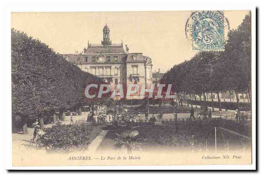 Asnieres CPA Le parc de la mairie (animee)