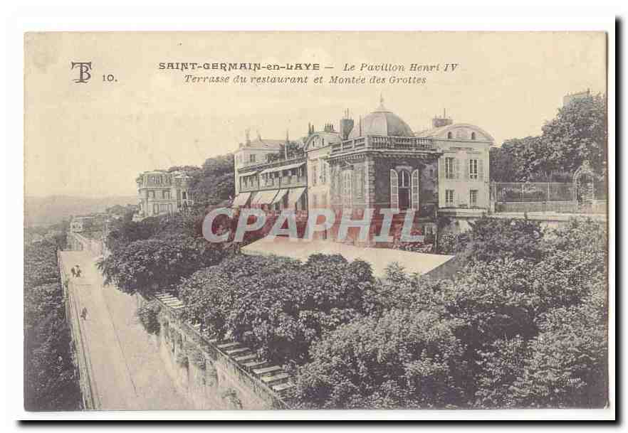 Saint Germain en Laye CPA Le pavillon Henri IV Terrasse du restaurant et montee des grottes