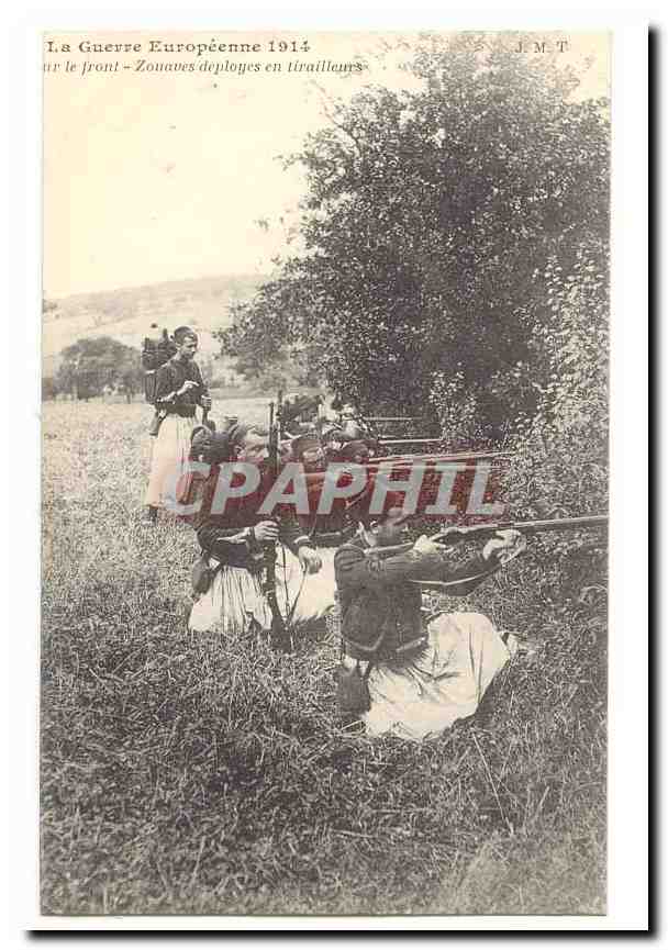 Soldats en tirailleurs sur le front — 1914 — J.M.T.