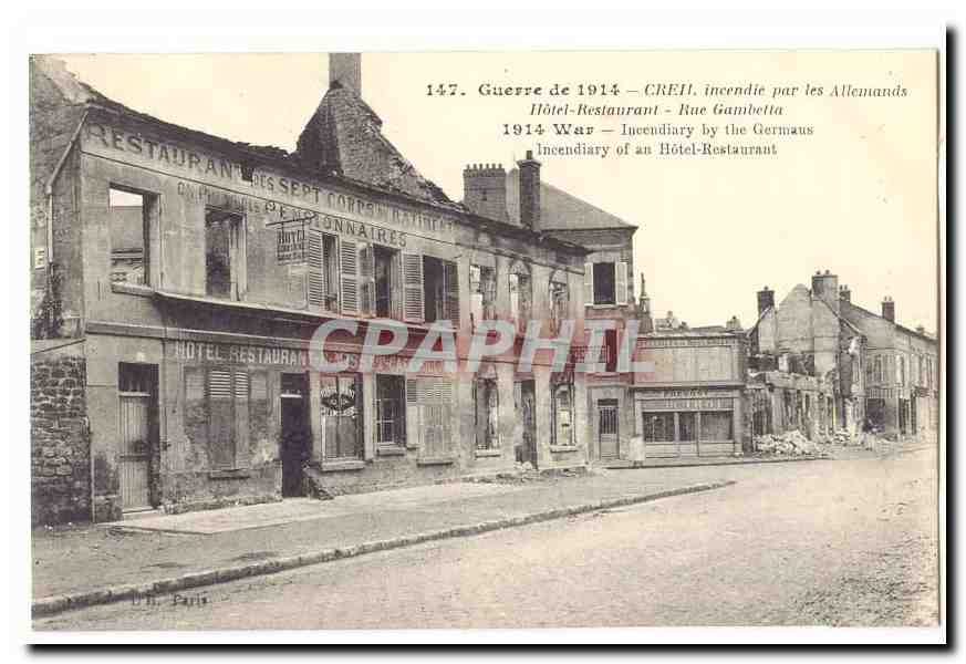 Créhen — Hôtel-Restaurant rue Gambetta incendié — U.H. Paris, n°147