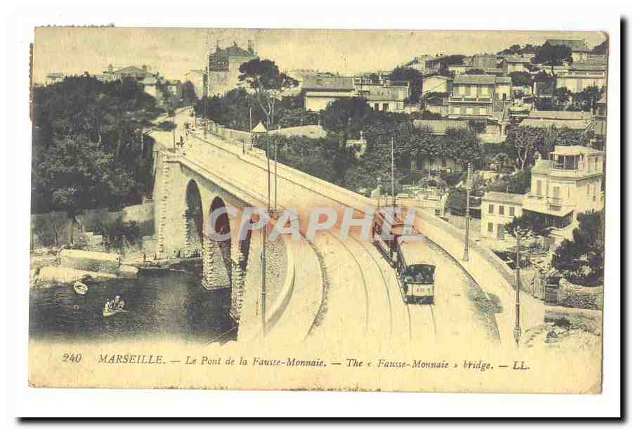 Marseille CPA Le pont de la fausse monnaie (tamway)