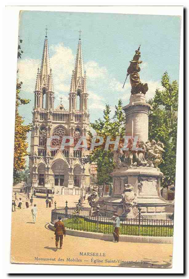 Marseille CPA Monument des mobiles Eglise Saint Vincent de Paul