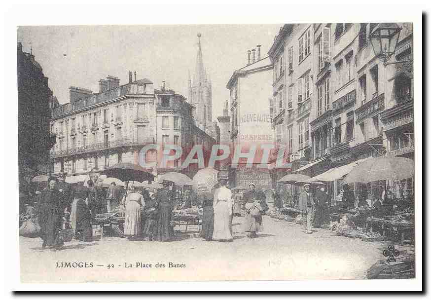 Limoges CPA La place des bancs (marche) (reproduction)