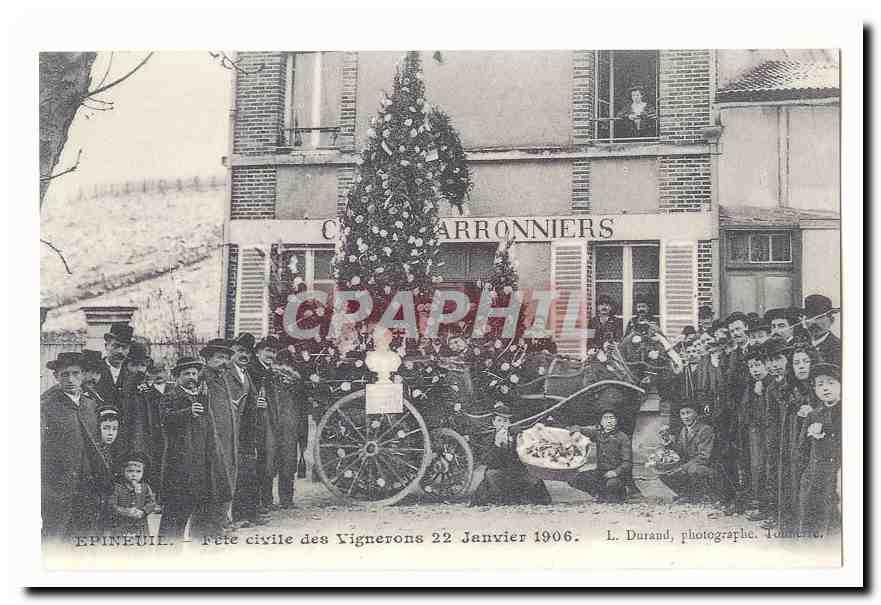 Epineuil CPA Fete civile des vignerons 22 janvier 1906 (reproduction)