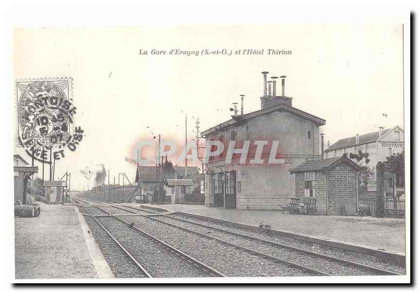 CPA La gare d'ERagny et l'hotel Thirion (reproduction)