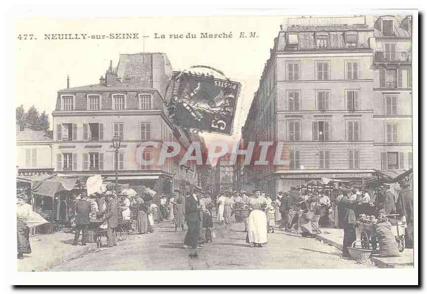 Neuilly sur Seine CPA La rue du marche (reproduction)