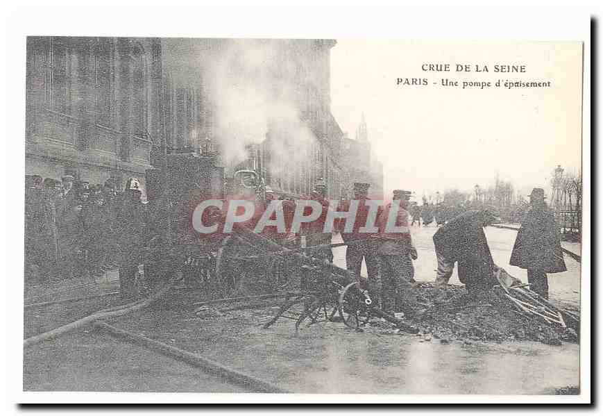 Crue de la Seine CPA Paris une pompe d'epuisement (reproduction)