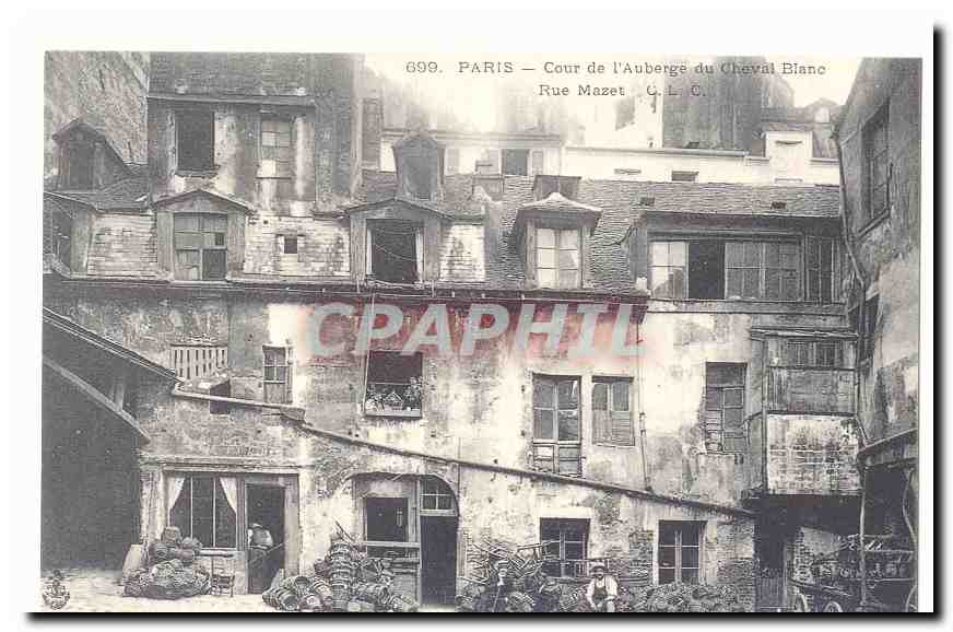 Paris CPA Cour de l'auberge du Cheval Blanc Rue Masset(reproduction)