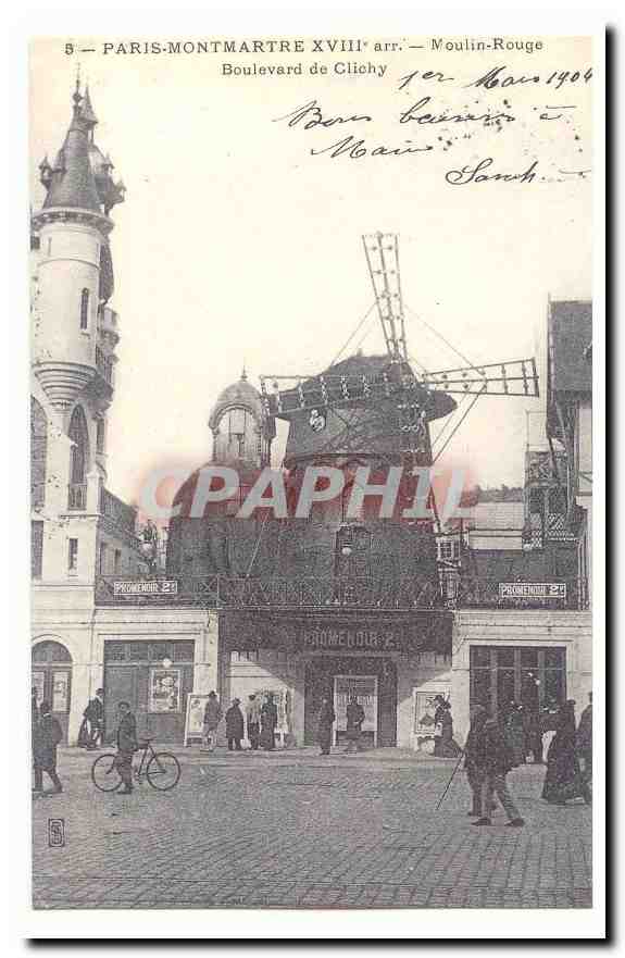 Paris Montmartre 18eme Moulin Rouge Boulevard de Clichy (reproduction)