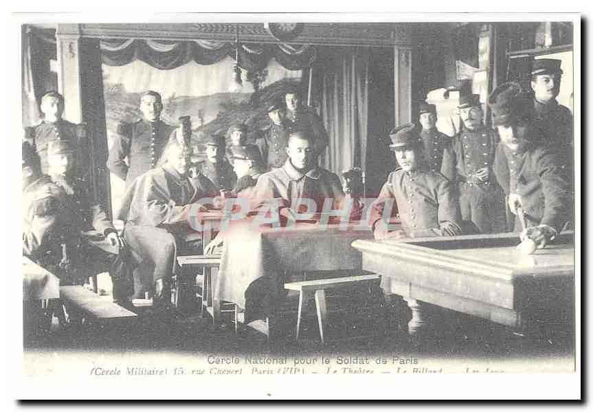 CPA Cercle national pour le soldat de Paris CErcle militaire 15 rue Chevert (7eme) Le theatre LE billard (reproduction)