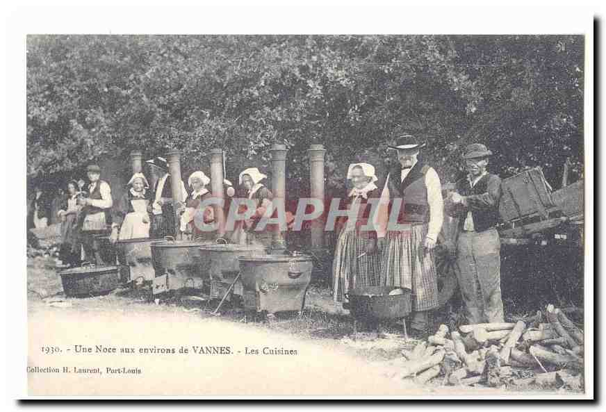 CPA Une noce aux environs de Vannes Les cuisines (reproduction)