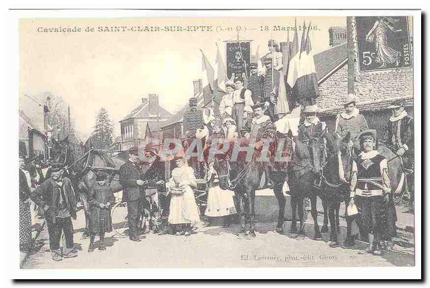 Cavalcade de Saint Clair sur Epte CPA 18 mars 1906 (reproduction)