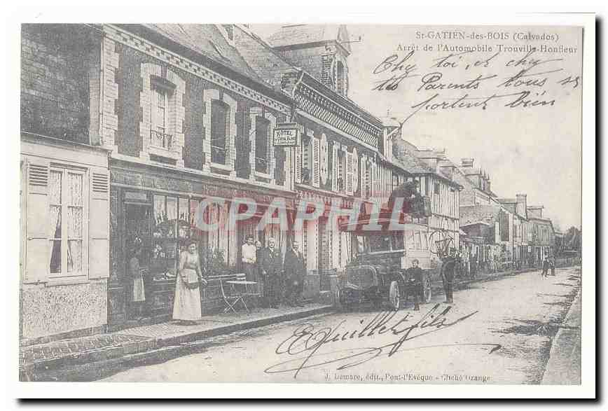 St Gatien des Bois CPA Arret de l'automobile Trouville Honfleur (reproduction)