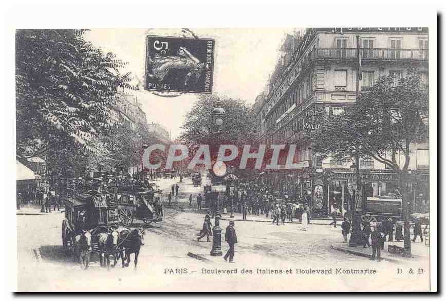 Paris CPA Boulevard des Italiens et Boulevard Montmartre (reproduction)
