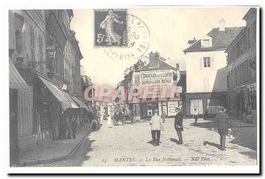 Mantes CPA La rue Nationale (reproduction)