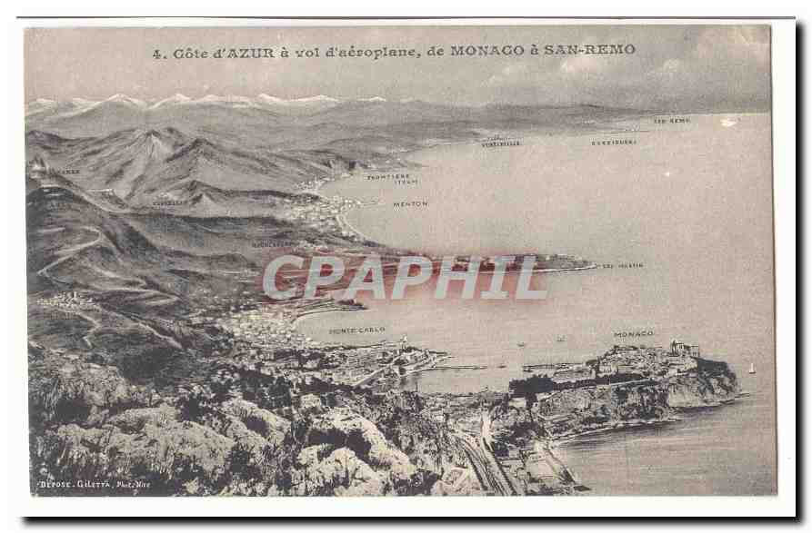 Cote d'Azur a vole d'aeroplane de Monaco a San Remo