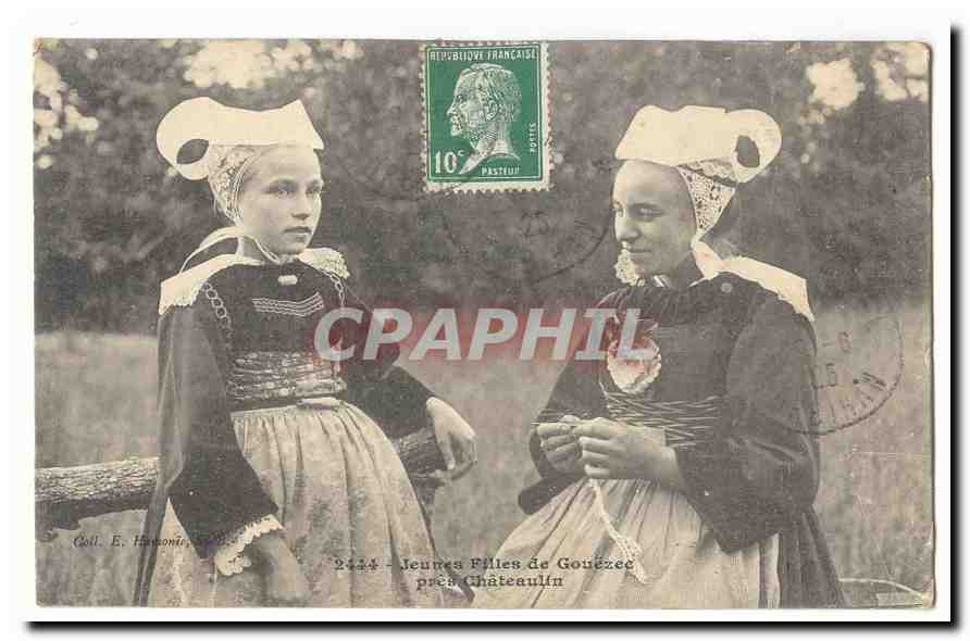 CPA Jeunes filles de Gouezec pres Chateaudin