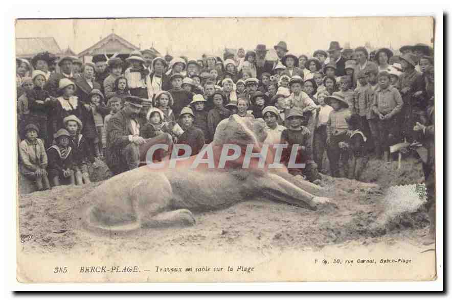 Berck-Plage — Travaux en sable sur la Plage — T. Gé, 30, rue Carnot, Balon-Plage