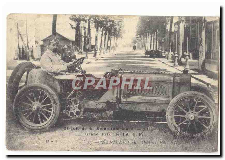 Circuit de la Seine Inferieure CPA Grand prix de l´AcF Barvillet sur voiture Brasier