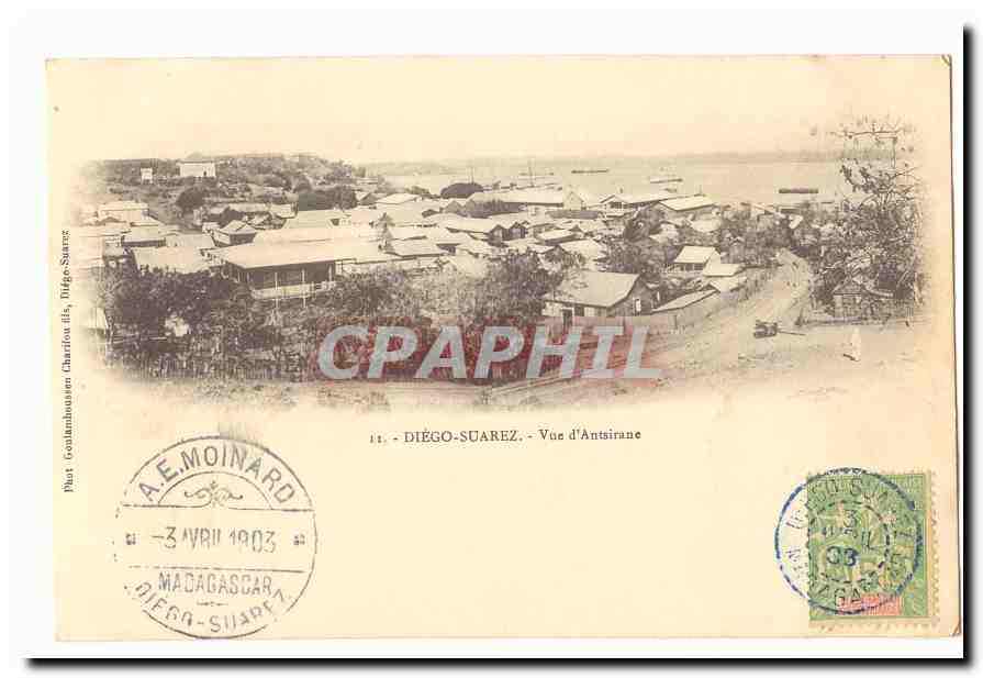 Madagascar Diego Suarez CPA Vue d´Antsirane Rare Cachet MOINArD 1903 (carte precurseur)