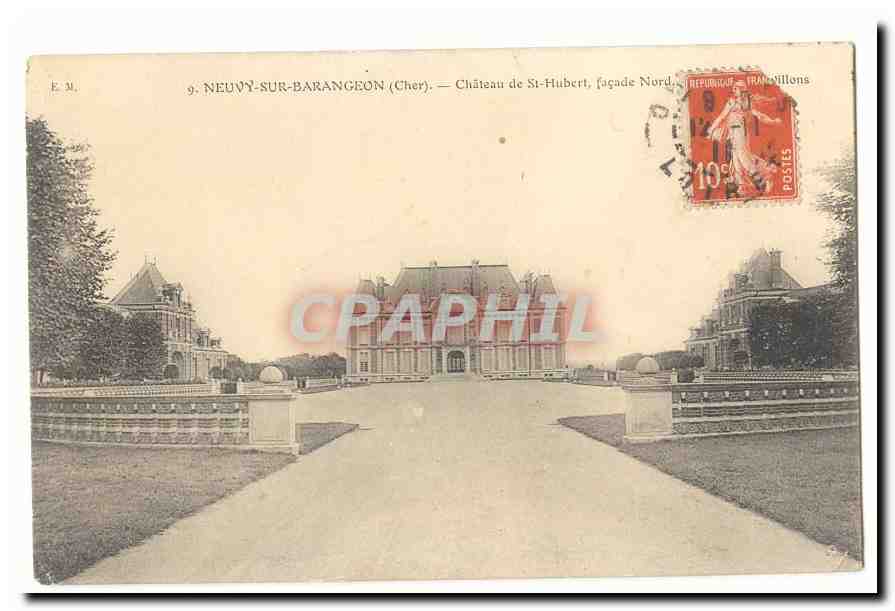 Neuwy-sur-Barangeon (Cher) — Château de St-Hubert, façade Nord — E.M. n°9