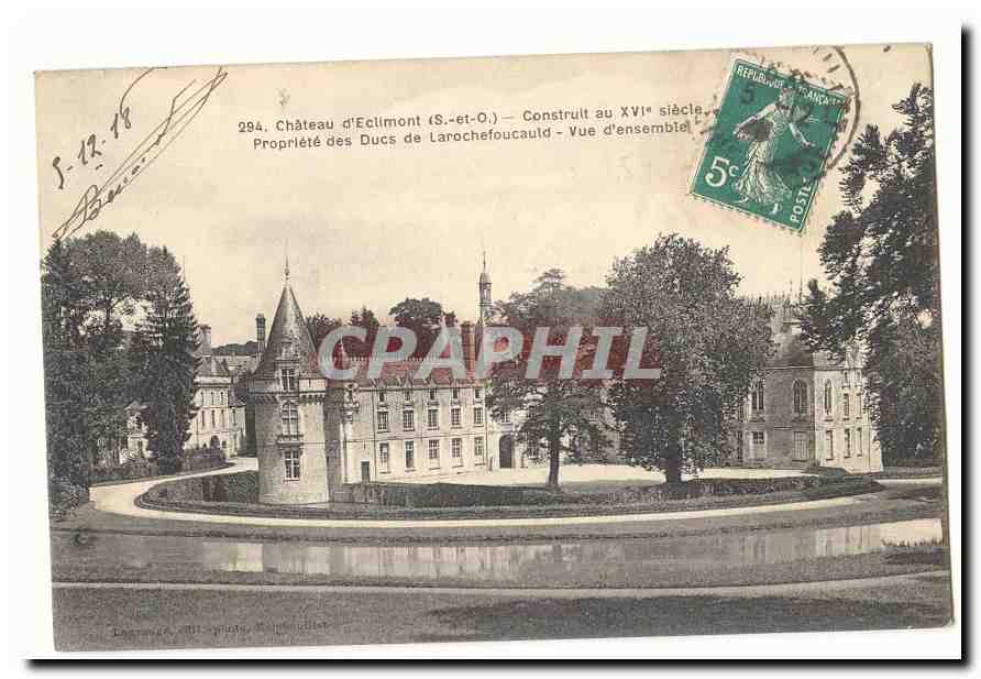 Château d'Eclimont (S.-et-O.) — Construit au XVIe siècle — Propriété des Ducs de Laroche-Foucauld — Vue d'ensemble