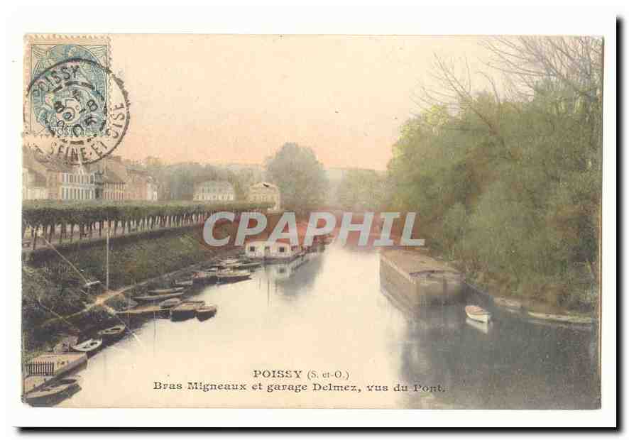 Poissy (S.-et-O.) — Bras Migneaux et garage Delmez, vus du pont