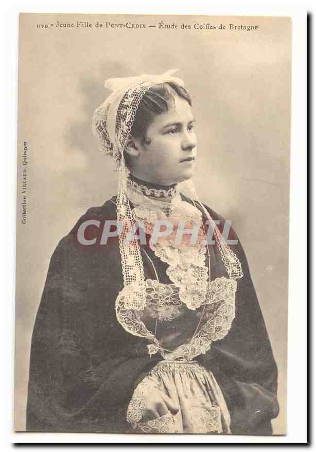Pont Croix CPA Jeune fille de Pont Croix Etude des coiffes de Bretagne