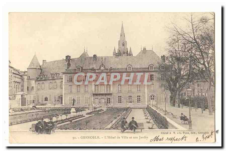 Grenoble — L'Hôtel de Ville et son Jardin — Cliché A. V. L. Pons, édit. Grenoble