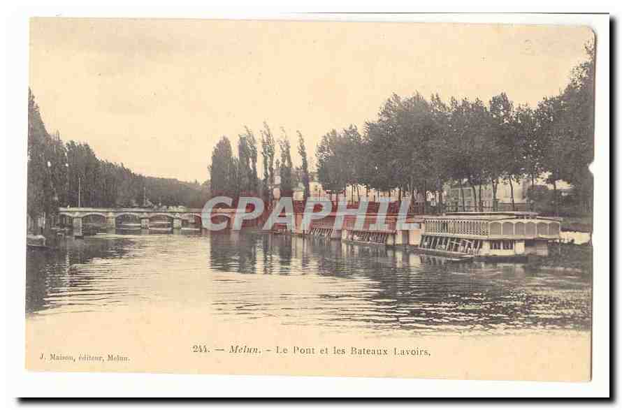 Ménil - Le Pont et les Bateaux Lavoirs — J. Maison, éditeur Ménil, n° 244