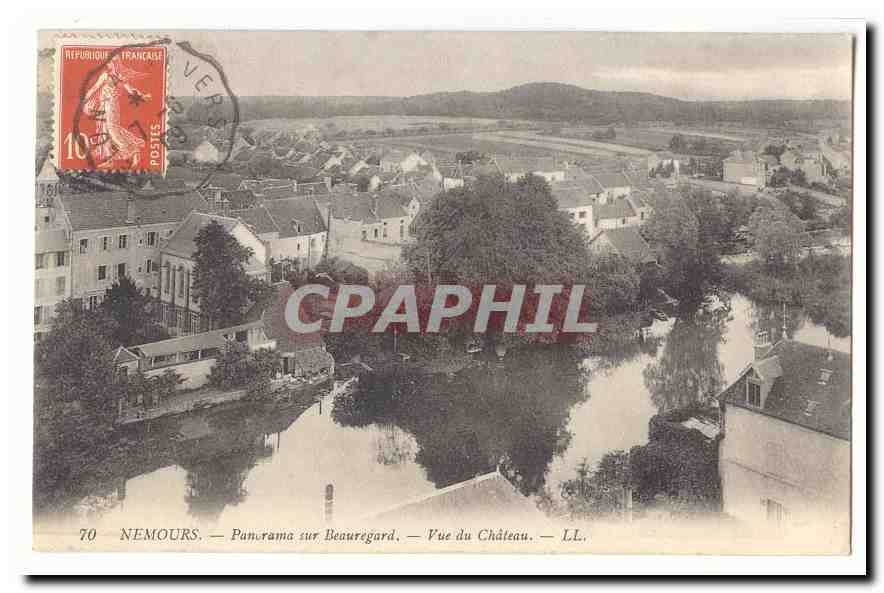 Nemours CPA Panorama sur Beauregard Vue du chateau