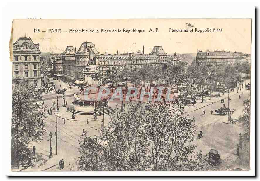 Paris CPA Ensemble de la place de la Republique