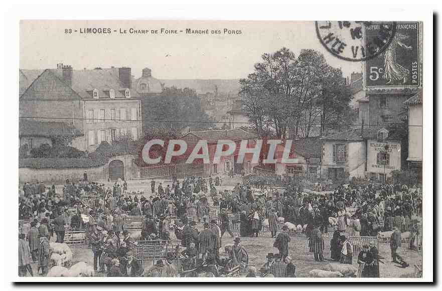 Limoges CPA Le champ de foire Marche aux porcs (reproduction)
