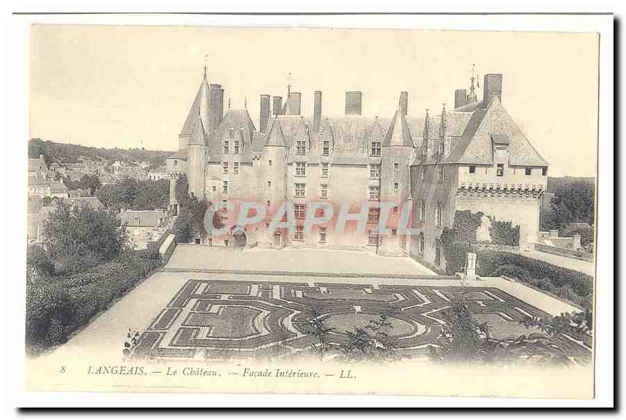 Langeais CPA Le chateau Facade interieure