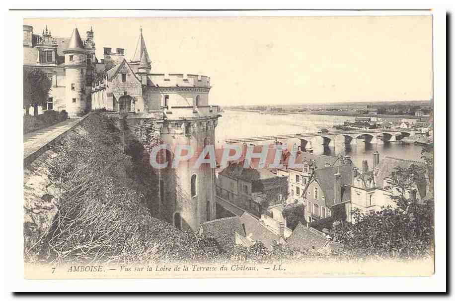 Amboise CPA Vue sur la Loire de la Terrasse du chateau