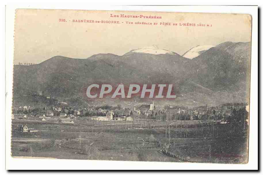 Bagneres de Bigorre CPA Vue generale et Pene de l'Heris