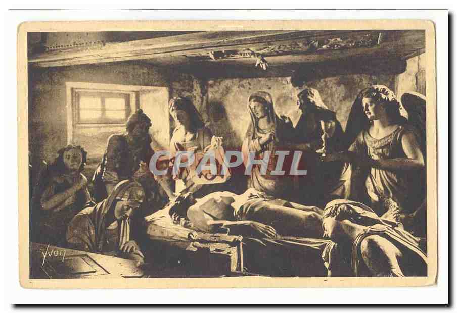 St Thegonnec CPA L'eglise Le sepulcre oeuvre de Jacques Lespaignol (1702)