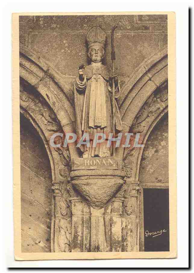 Locronan CPA Eglise 15eme statue de St Ronan