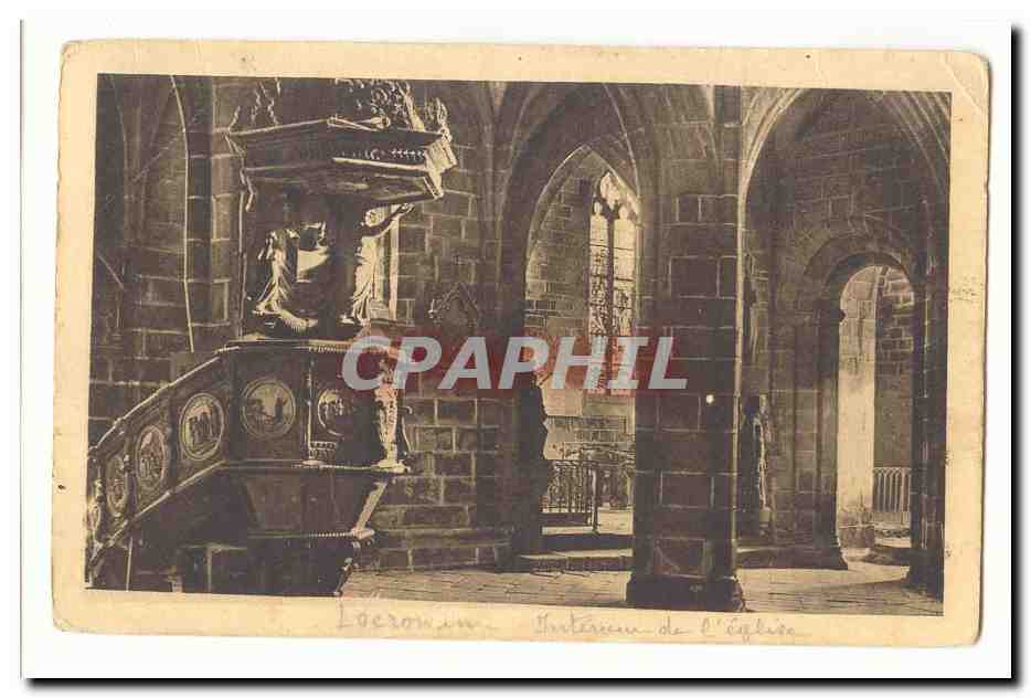 Locronan CPA Interieur de l´Eglise du cote de la chapelle du Penity