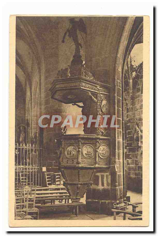 Locronan CPA Interieur de l'eglise La chaire 15eme