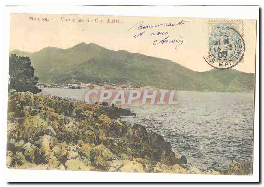 Menton CPA Vue prise du Cap Martin