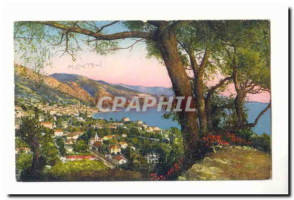 Menton CPA Vue generale prise du Cap Martin