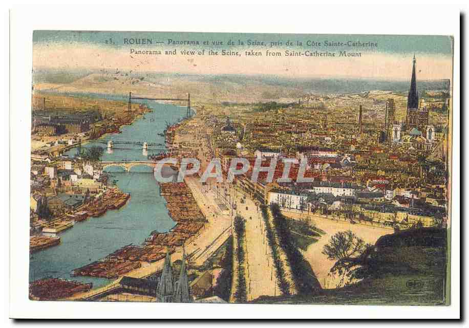 Rouen CPA Panorama et vue de la Seine pris de la Cote Sainte Catherine