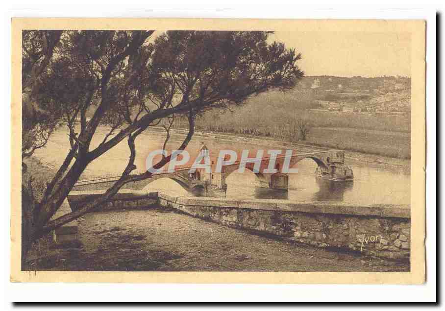 Avignon CPA Le pont Saint Benezet vu du rocher du Dom