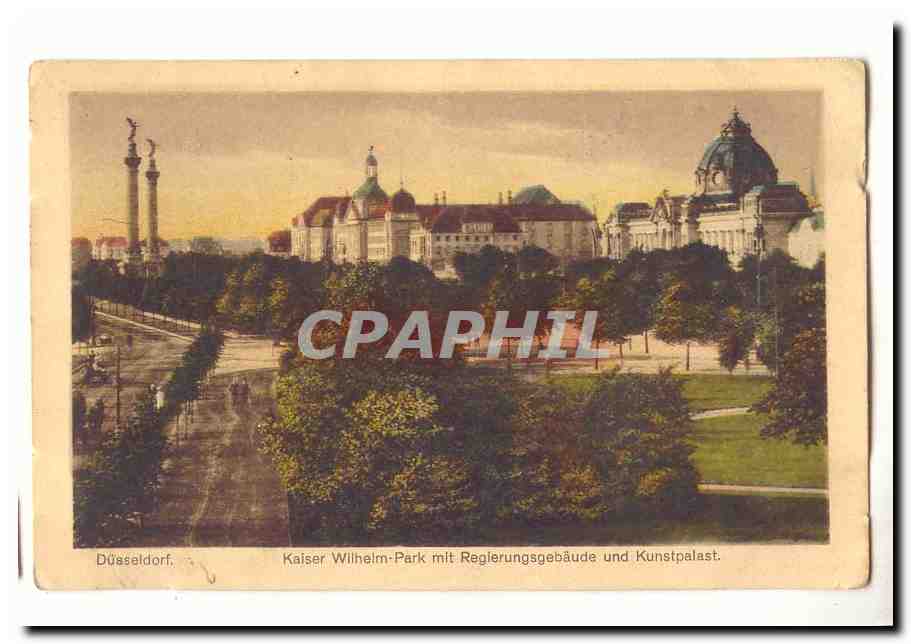 Dusseldorf CPA Kaiser Wilhelm Park mit regierungsgebaude und Kunstpalast