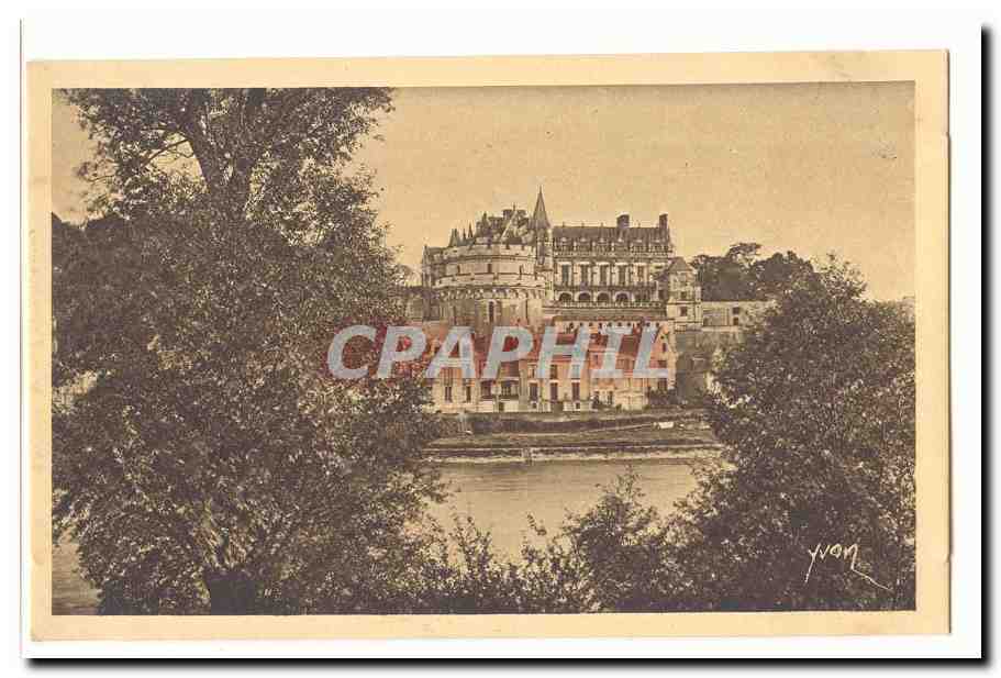 Le chateau d'Amboise vu des bords de la Loire CPA