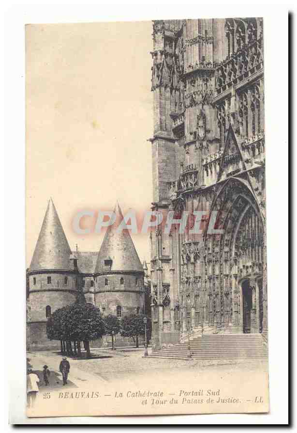 Beauvais CPA La cathedrale Portail sud et tour du palais de justice