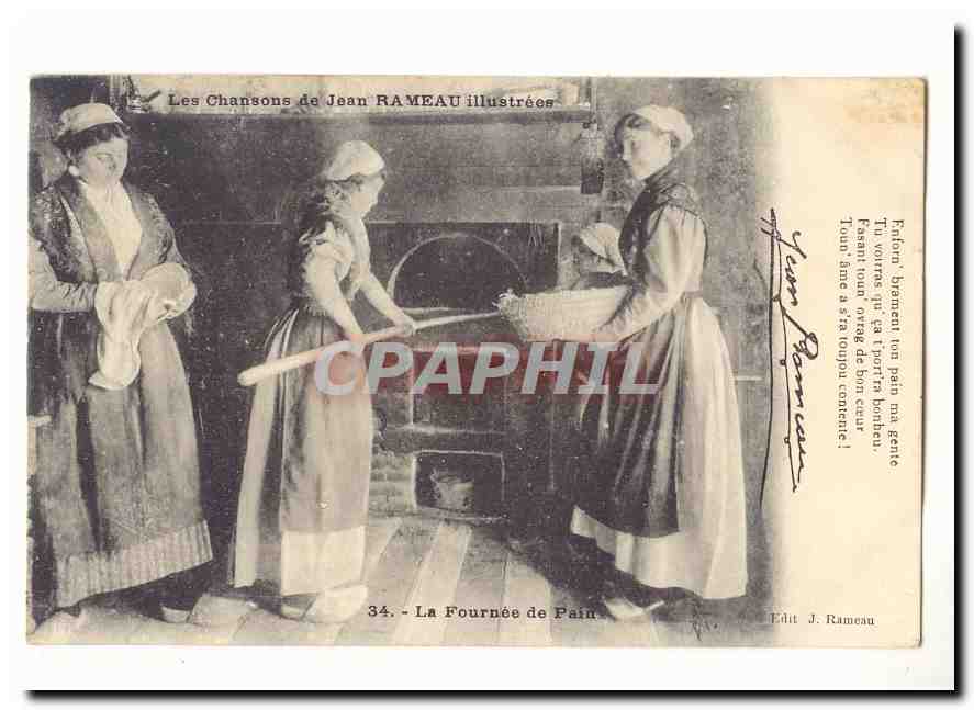 CPA Les chansons de Jean Rameau illustrees La fournee de Pain RaRe (boulanger boulangerie)
